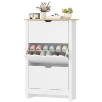 HOMCOM Mueble Zapatero Blanco Armario Zapatero Alto con 3 Cajones Abatibles para 18 Pares de Zapatos 72x26x112 cm Blanco(m-11)