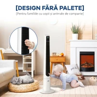 HOMCOM Ventilator turn 50W cu 3 moduri și 3 viteze, timer de 12h, din ABS, Ø32x118,2 cm, alb(m-13)