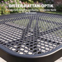 Outsunny Gartentisch klappbar 70 x70 cm, Wetterfest Balkontisch Klapptisch mit Ausschnitt-Design quadrarisch Schwarz(m-4)