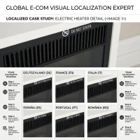 HOMCOM Șemineu Electric de Podea cu Efect de Flacără, Putere Reglabilă 600/1200W, Acoperire 10-15m², Alb(m-9)