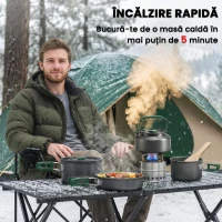 Outsunny Set de Oale Camping, 4-5 Persoane, Oțel Inoxidabil, 20,5 x 20,5 x 15,5 cm, Gri(m-7)