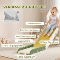 AIYAPLAY Faltbare 5-in-1 Kleinkinderrutsche mit Kletterelement, Basketballkorb, Stauraum und Basketball für Kinder von 1-3 Jahren, Cremeweiß(m-6)