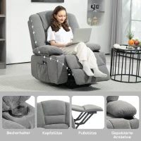 HOMCOM Elektrische Relaxstoel met Sta-op Hulp, Massagesstoel met Verwarmingsfuncties, 2 Afstandsbedieningen, Zacht Schuim(m-9)