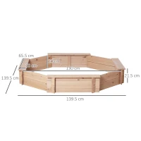 Outsunny Lada de nisip pentru copii cu scaune și acoperire, vârsta 3-8 ani, 139.5x139.5x21.5cm, culoare lemn(m-3)