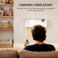 HOMCOM Aerotermă Electrică Ceramică de Perete 2000W cu 3 Moduri, Temperatură Reglabilă, Timer și Telecomandă, Alb(m-8)