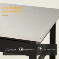 HOMCOM Carucior de Servire, carucior pentru bucatarie cu raft pentru sticle, 60L x 40l x 85h cm, blat din inox, negru(m-4)
