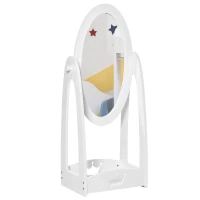 HOMCOM Free Standing Full Length Mirror, Child's Dressing Mirror with storage shelf, Children's White Bedroom Furniture 360° Rotation MDF, For 3- 8 Years Old, 40L x 30W x 104H cm(m-10)