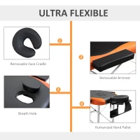 HOMCOM Foldable Massage Table Professional Salon SPA Facial Couch Bed Black and Orange(m-5)