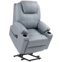 HOMCOM Massagesessel Aufstehhilfe Seniorensessel, 8 Massagemodi, neigbare Rückenlehne, 88c m x 99 cm x 106 cm,Grau(m-1)