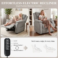 HOMCOM Power Recliner Armchair with Massage and Heat, Electric Reclining Chair with Wide Spring Seat, Light Grey(m-5)