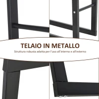 HOMCOM Porta Legna Verticale in Metallo Nero da Interni ed Esterni con Portata 100 kg max, 40x25x150 cm(m-6)