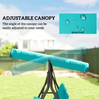 Outsunny Three-Seater Garden Swing Chair, with Adjustable Canopy - Teal(m-4)