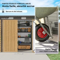 Outsunny Abri de Jardin en Métal 3 m² Facile à Monter, Cabane de Jardin Structure en Acier Galvanisé Améliorée, Chêne(m-6)