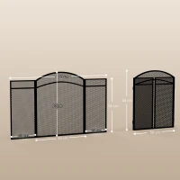 HOMCOM Parascintille per Camino Pieghevole a 3 Pannelli in Metallo con Design Classico, 96x60cm, Nero(m-3)