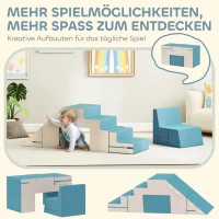 AIYAPLAY 2-delige set zachte speelblokken voor kleintjes, kunstleer, schuim, voor klimmen, bouwen, spelen, Beige+Blauw(m-4)