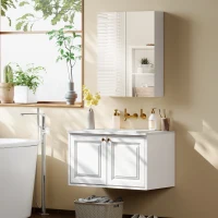 HOMCOM Bademöbel Spiegelschrank Badeschrank Hängeschrank Badezimmer Spiegel Schrank (60 x 15 x 75 cm)(m-8)