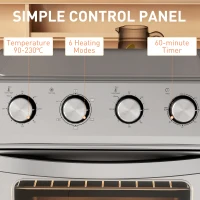 HOMCOM 24L Air Fryer Oven, Mini Oven, Oil Free Cooking, Grill, Roast, Bake, with Adjustable Temperature, Timer, Touch Screen, Dishwasher Safe, 1600W, Silver(m-6)