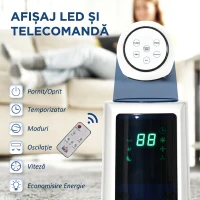 HOMCOM Ventilator turn 50W cu 3 moduri și 3 viteze, timer de 12h, din ABS, Ø32x118,2 cm, alb(m-12)