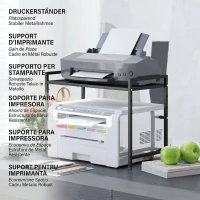 HOMCOM Suport Extensibil pentru Cuptorul cu Microunde cu 2 Nivele și 3 Gănci, din Metal, 39.5-64x32x47.5 cm, Negru(m-7)