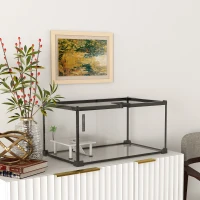 PawHut Aquarium pour Tortues avec Plateforme de Repos, Couvercle Coulissant en Filet, Thermomètre, 50x30x25cm, Blanc(m-11)