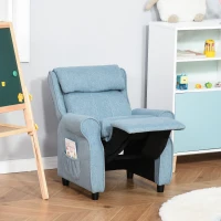 HOMCOM Kindersofa Kindersessel mit Fußstütze Armlehne verstellbare Rückenlehne Relaxsessel Kindercouch Stuhl Liegecouch Kinder Sofa für 3-5 Jahre Jungen und Mädchen Blau(m-10)