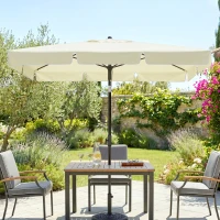 Outsunny Parasol de jardin Parasol droit rectangulaire inclinable alu métal polyester haute densité 2 x 1,3 m beige clair(m-10)
