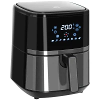 HOMCOM 4.5L Air Fryer, 8-in-1 Digital Air Fryer Oven with Rapid Air Circulation, Temp Control & Timer, Non-stick Basket, Oil-Free Cook, 1500W, Black(m-1)