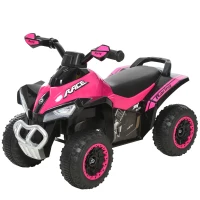 HOMCOM Porteur Enfants SANS Moteur Quad 18-36 Mois dim. 67L x 38l x 44H cm Effets Lumineux et sonores Rose Noir PAS ÉLECTRIQUE(m-12)