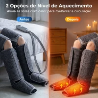 HOMCOM Massajador de Pernas com Calor e Compressão 3 Modos Automáticos e 3 Intensidades Cinzento(m-5)