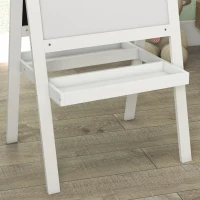 AIYAPLAY Kids Easel, Art Easel with Double Sided Whiteboard, Chalkboard, Storage, 2 in 1 Standing Easel for Toddlers 18-48 Months, White(m-8)