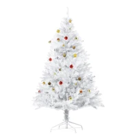 HOMCOM Künstlicher Weihnachtsbaum 150 cm künstlich Tannenbaum mit Kugeln, Glocken, Trommeln, Geschenkboxen, Christbaum mit 680 Spitzen, 12 Tannenzapfen Weihnachtsdeko inkl. Metallständer für drinnen(m-1)