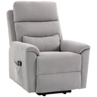 HOMCOM Power lift recliner chair with Massage and Heat, Terry Cloth Electric Lift Chair with Spring Cushion, Light Grey(m-15)