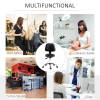 HOMCOM Saddle Stool, PU Leather Adjustable Rolling Salon Chair for Massage, Spa, Clinic, Beauty and Tattoo, Black(m-7)
