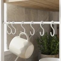 HOMCOM Kitchen Baker's Rack, Microwave Stand with Storage Shelves and 6 Hooks for Small Spaces(m-11)