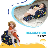 AIYAPLAY Foldable Toddler Chair Soft Snuggle Sponge Filled for Bedroom Playroom, Aged 18 Months to 3 Years - Dark Blue(m-4)