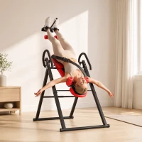 SPORTNOW Mesa de Inversão Dobrável 20°/40°/60° e 0-90°, 13 Ajustes para 130-190 cm, Apoio Lombar e Cinto de Segurança(m-9)