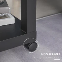 HOMCOM Masă auxiliară rulantă, masă de cafea modernă cu poliță deschisă, 40 x 40 x 40 cm, lemn natural & negru(m-7)