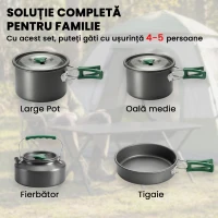 Outsunny Set de Oale Camping, 4-5 Persoane, Oțel Inoxidabil, 20,5 x 20,5 x 15,5 cm, Gri(m-4)
