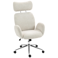 HOMCOM Chaise bureau ergonomique, fauteuil de bureau pivotant, hauteur réglable, appui-tête réglable, fonction bascule, gris