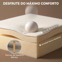 HOMCOM Sofá de 2 Lugares em Tecido Tipo Linho, Assento e Encosto Acolchoados, Pés de Madeira, Carga 220 kg, Creme(m-5)