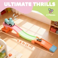 AIYAPLAY 3(m) Four-Piece Ride on Kids Roller Coaster w/ Non-Slip Steps, for Ages 2-5 Years - Orange(m-4)