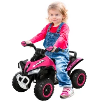 HOMCOM Porteur Enfants SANS Moteur Quad 18-36 Mois dim. 67L x 38l x 44H cm Effets Lumineux et sonores Rose Noir PAS ÉLECTRIQUE(m-1)