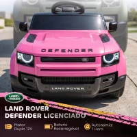 AIYAPLAY Carro Elétrico SUV para Crianças Land Rover Defender 12 V com Comando à Distância, Suspensão e Arranque Suave, Rosa(m-4)
