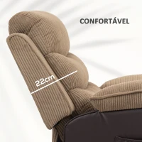 HOMCOM Poltrona Relax Reclinável Elétrica Levanta Pessoas com Comando, Porta USB e Bolsos Laterais Castanho(m-6)