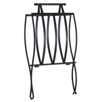 Outsunny Metal Firewood Log Holder Indoor Outdoor Folding Firewood Rack Fireplace Wood Storage Shelf w/ Handles, Black, 60W x 35D x 45Hcm(m-8)