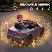 AIYAPLAY Licensed Mercedes AMG Kids Electric Car, 12V Ride On Car with Dual Motors, Remote Control for 3-6 Years, Grey(m-7)