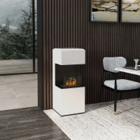 HOMCOM Camino a Bioetanolo da Terra con Bruciatore da 1.2L e Pannello in Vetro, 38x38x100cm, Bianco(m-10)