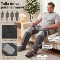 HOMCOM Massajador de Pernas com Calor e Compressão 3 Modos Automáticos e 3 Intensidades Cinzento(m-6)