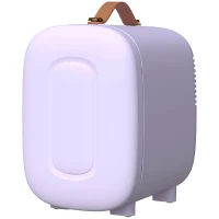 HOMCOM Frigorífico Pequeno de Cosméticos 4L 9V/240V para Arrefecer e Aquecer Mini Frigorífico para Beleza 20,3x26,3x28 cm Roxo(m-11)