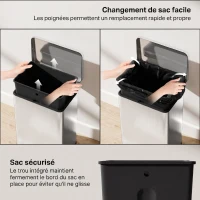 HOMCOM Poubelle de Cuisine 20 L en Acier Inoxydable, Poubelle avec Pédale, Couvercle à Fermeture Douce, Argenté(m-7)